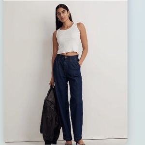 Brand new Madewell Pleated Baggy Straight Jeans Woodham Wash